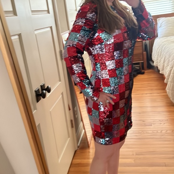 Escada Sport Deighty Checkered Sequin Dress Size 40 EU / Large USA - Picture 6 of 16